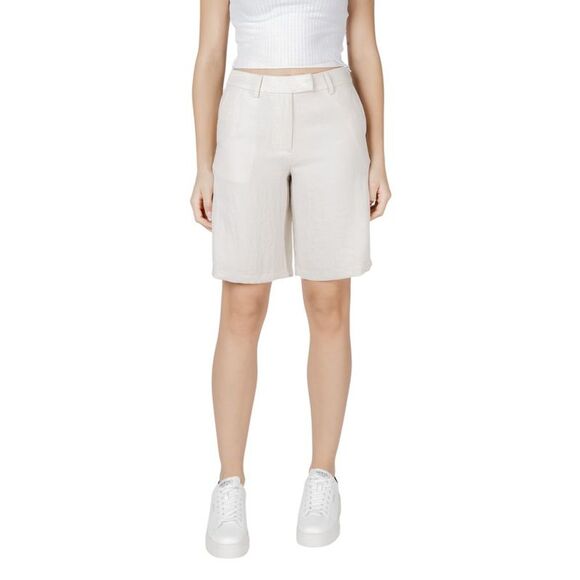 Vila Clothes Beige Viscose Bermuda Women's Shorts